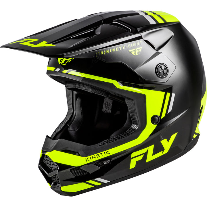 Fly Racing Kinetic Verdict Helmet Black/Hi-Vis/Grey - Front Left Side View