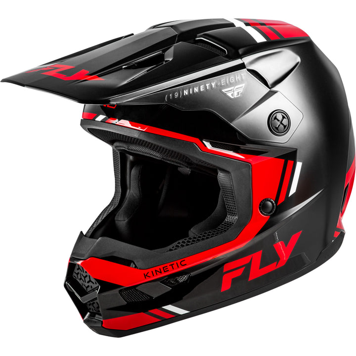 Fly Racing Kinetic Verdict Helmet Black/Red/White - Front Left Side View