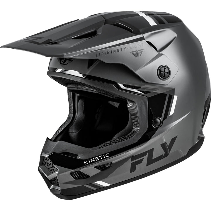 Fly Racing Kinetic Verdict Helmet Grey/Black/White - Front Left Side View
