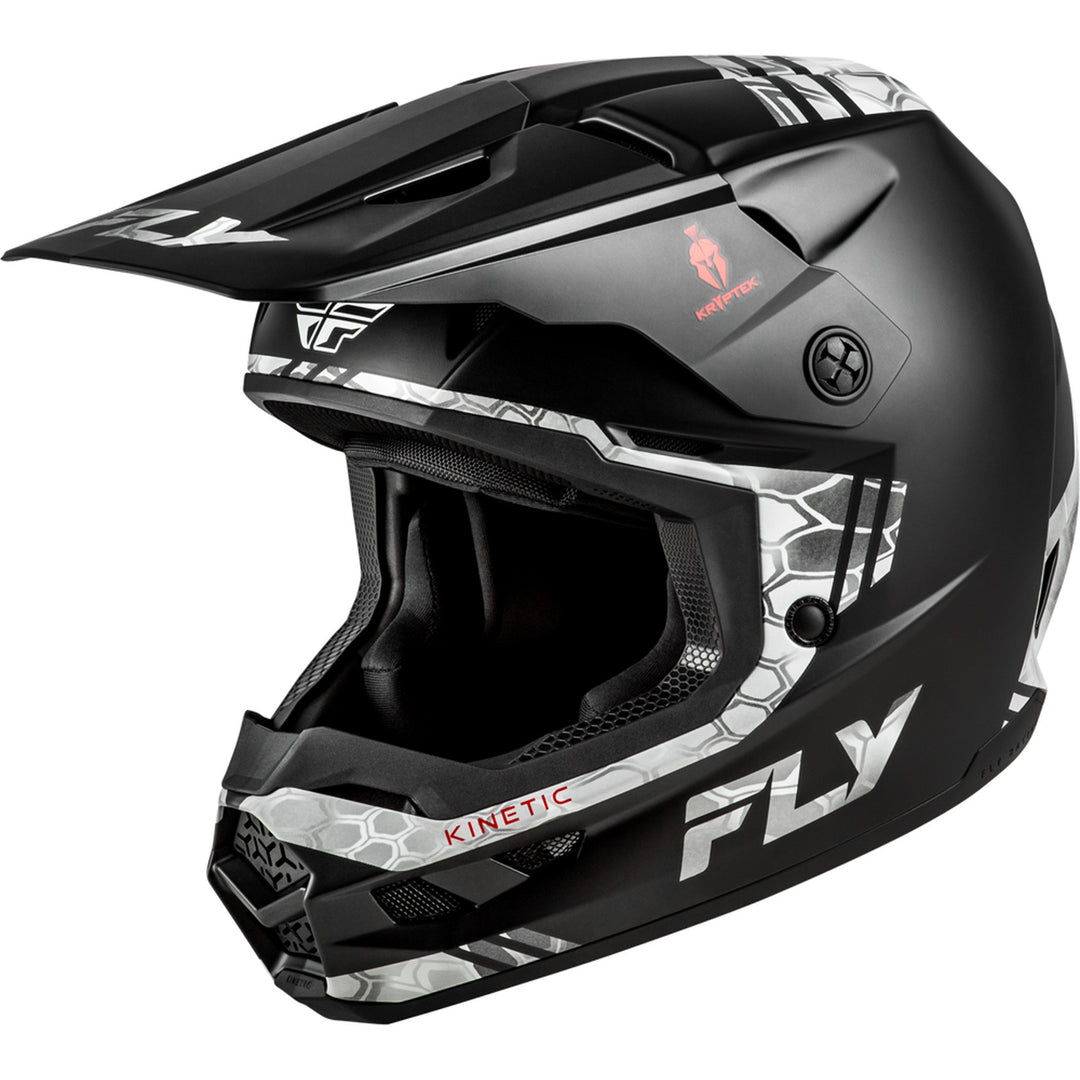 Fly Racing Kinetic Verdict Kryptek Helmet Black/Grey - Front Left Side View