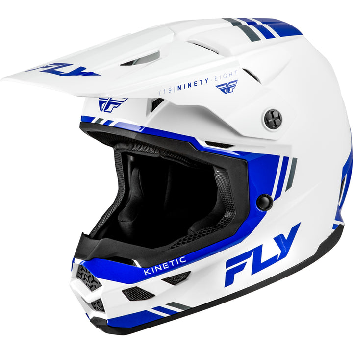 Fly Racing Kinetic Verdict Helmet White/Blue/Grey - Front Left Side View