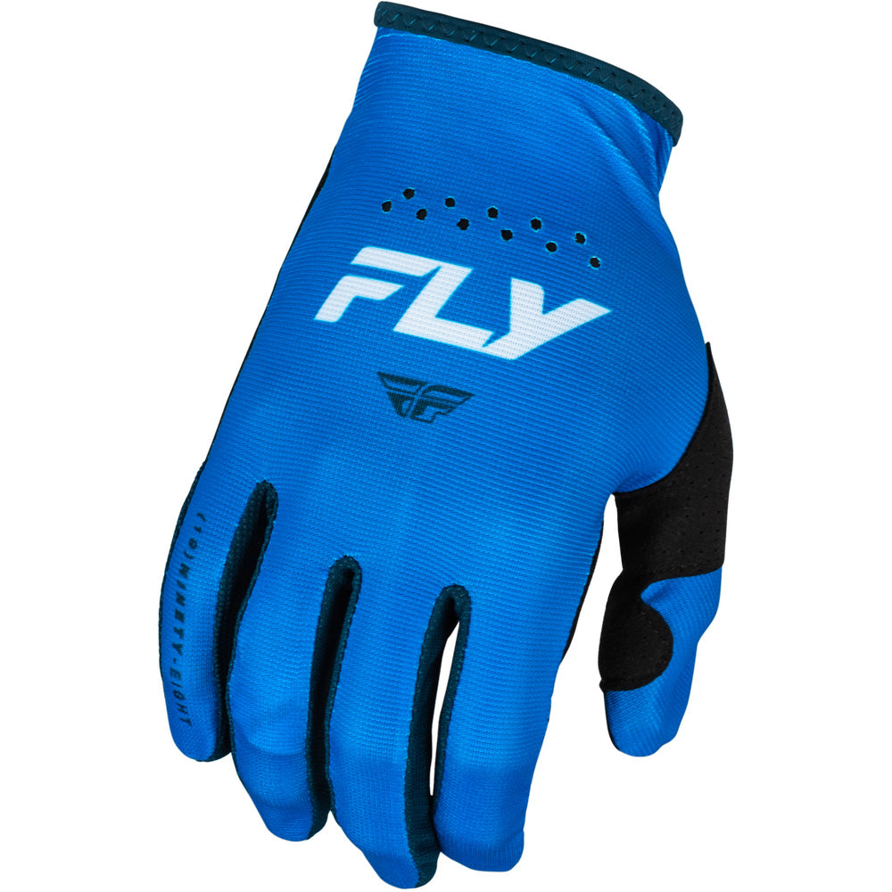 Fly Racing Lite Gloves Blue/White - Back of Hand View