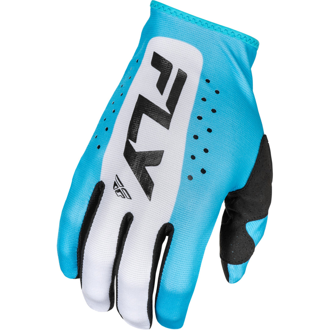 Fly Racing Lite Gloves Blue/White/Black - Back of Hand View