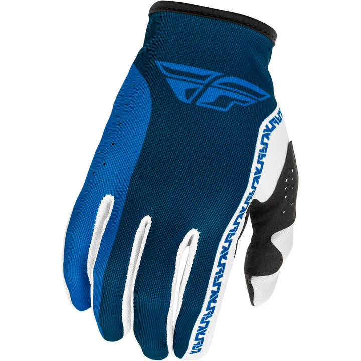 Fly Racing Lite Gloves Blue/White - Back of Hand View
