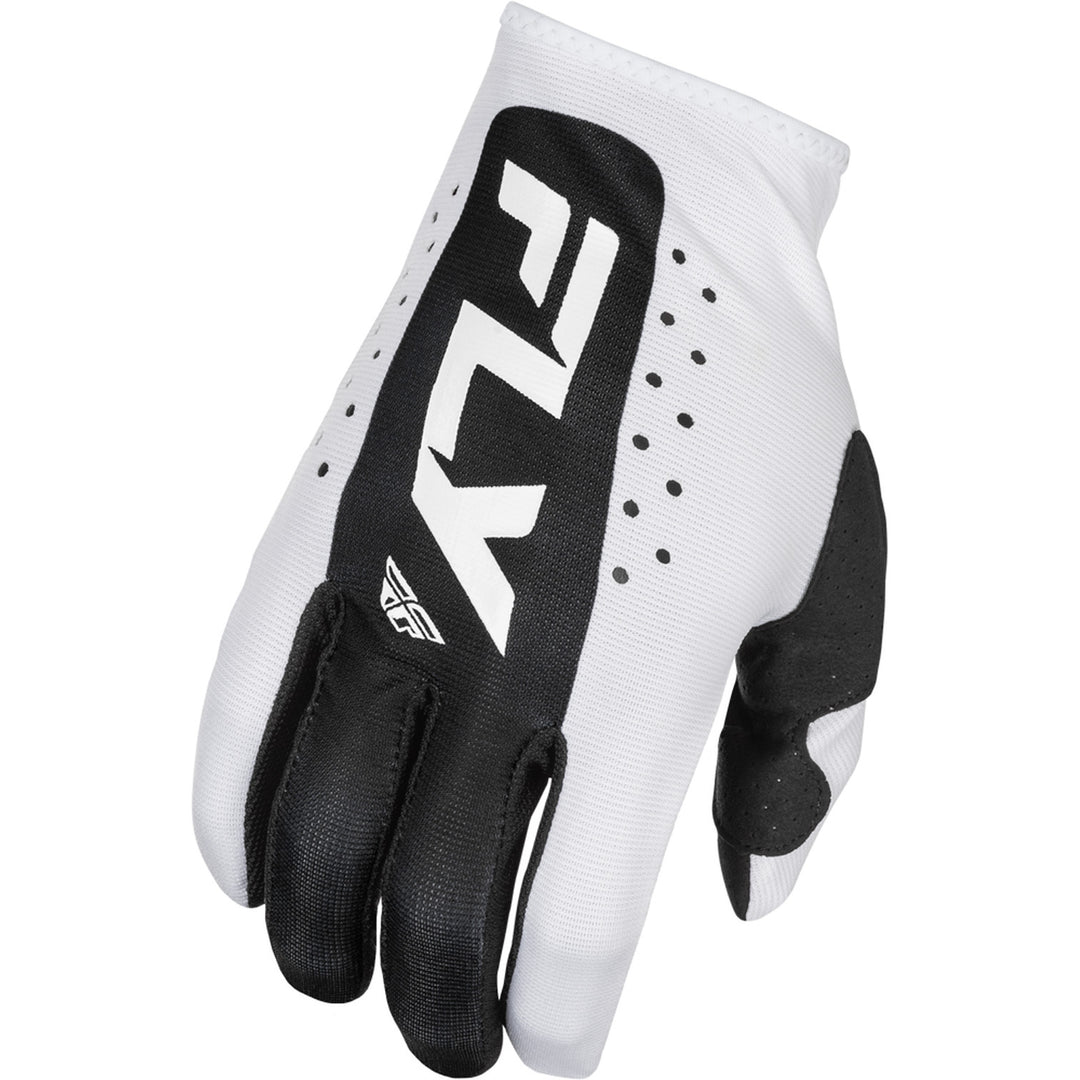 Fly Racing Lite Gloves White/Black - Back of Hand View
