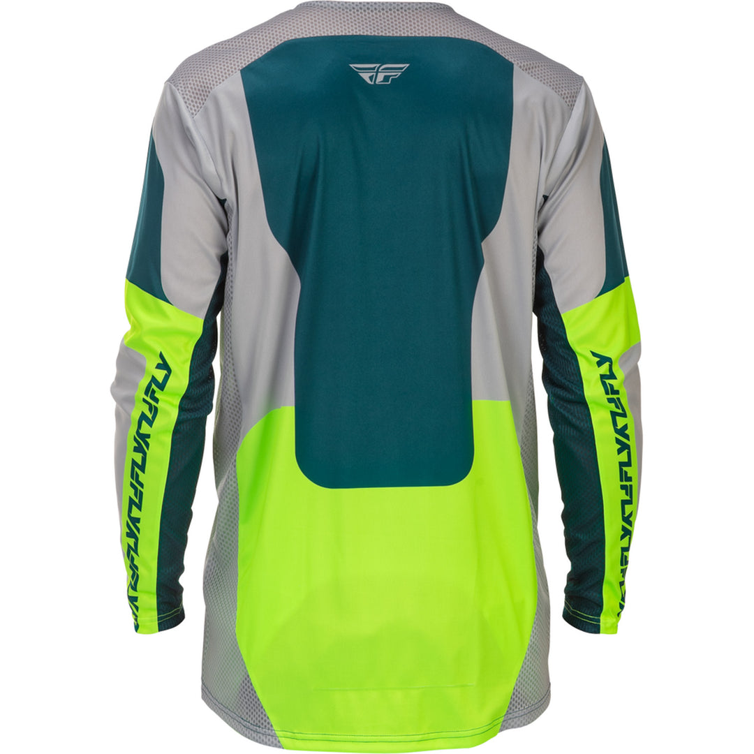 Fly Racing Lite Jersey Grey/Lime/Teal - Rear View