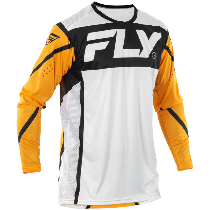 Fly Racing Lite Jersey White/Black/Mustard - Front View