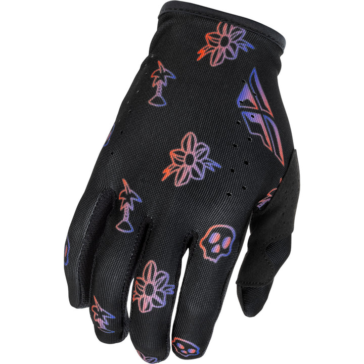 Fly Racing Lite Outline Gloves Black/Red/Purple - Back of Hand View