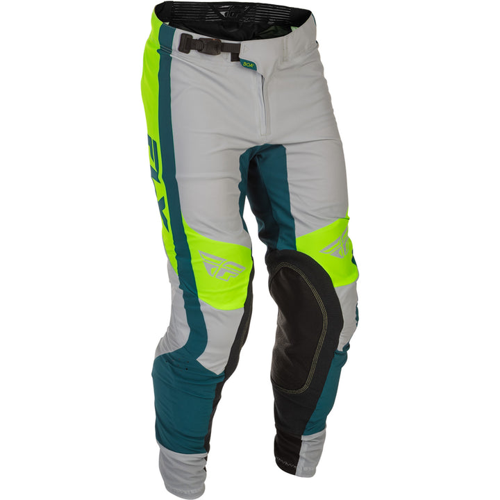 Fly Racing Lite Pants Grey/Lime/Teal - Front Right Side View