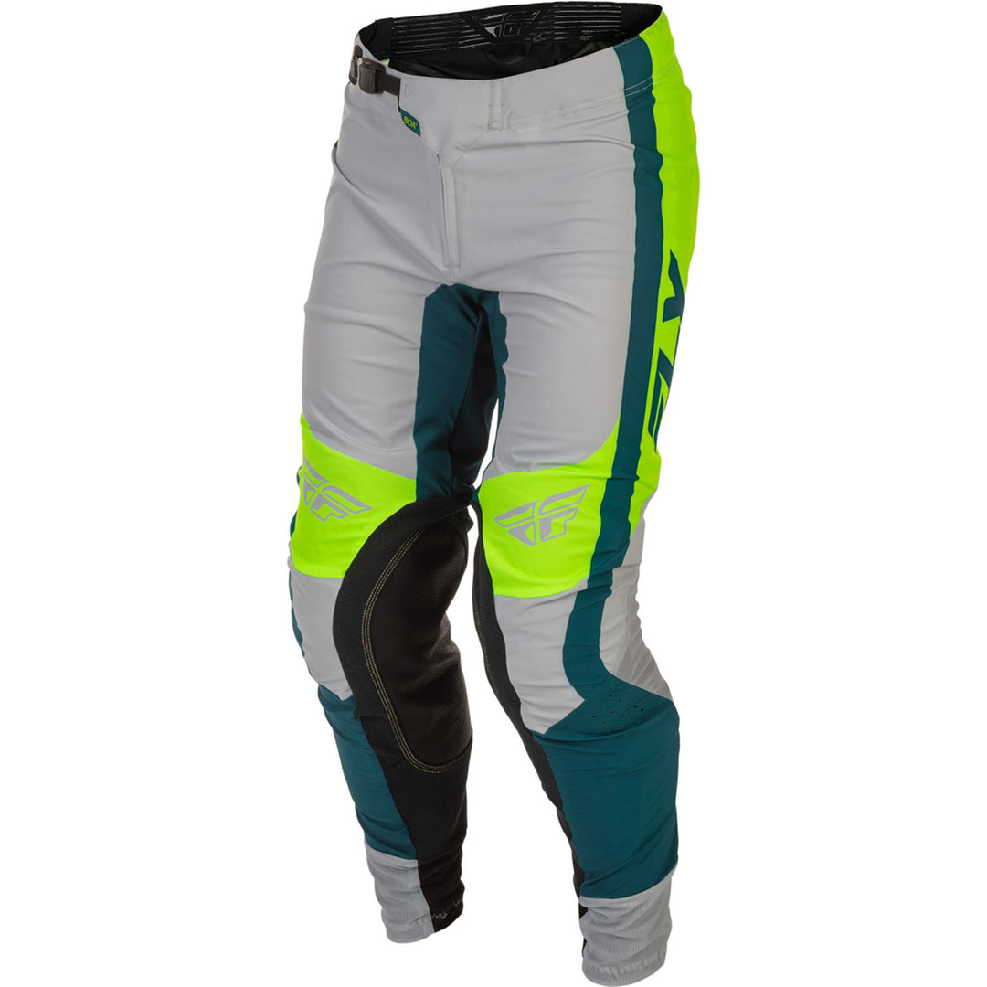 Fly Racing Lite Pants Grey/Lime/Teal - Front Left Side View