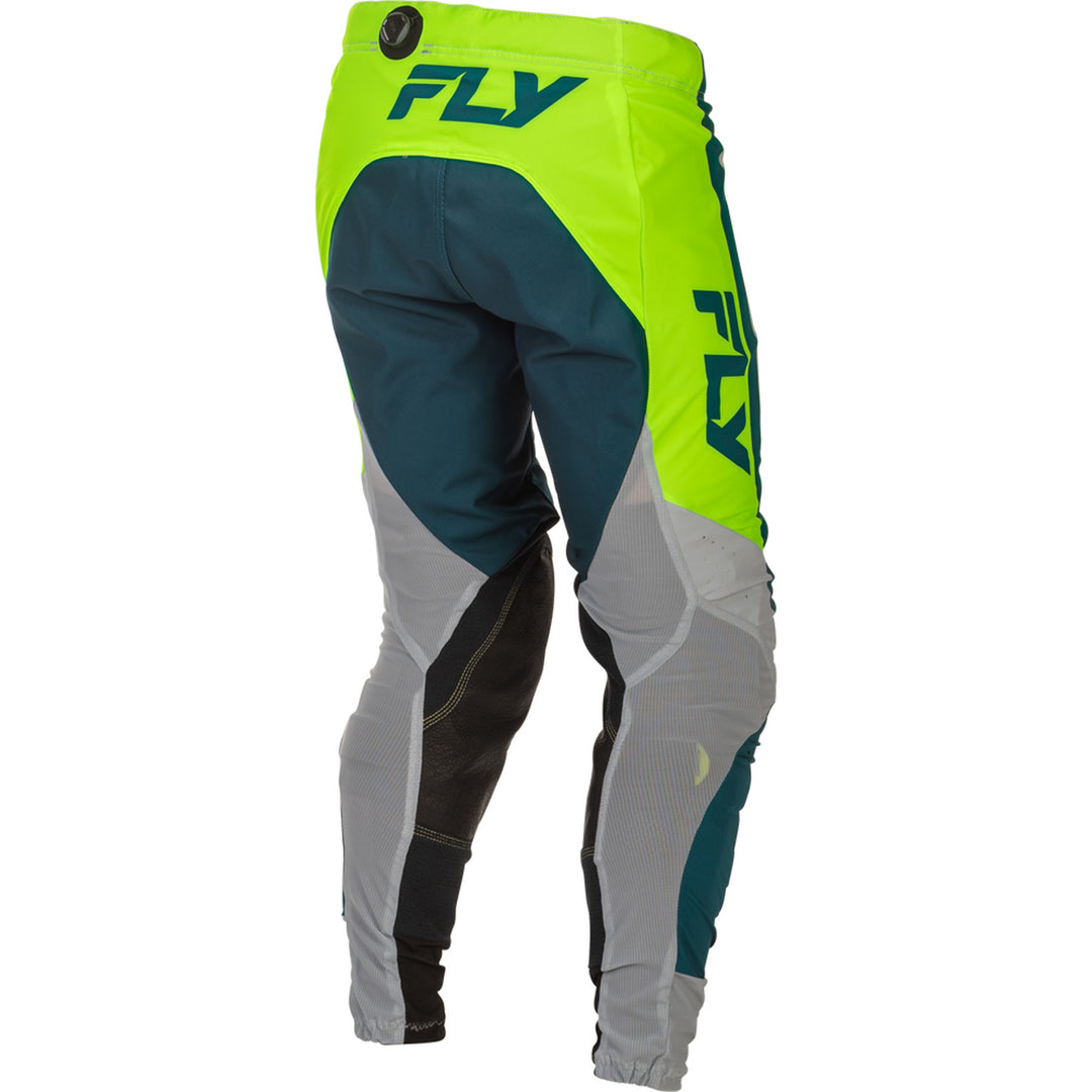 Fly Racing Lite Pants Grey/Lime/Teal - Rear Right Side View