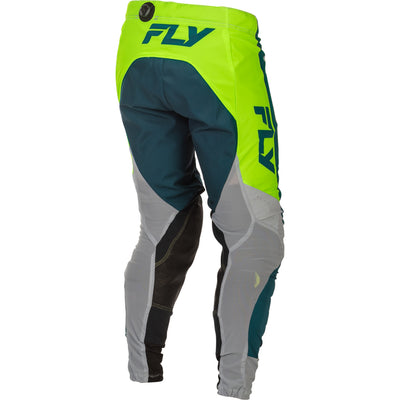 Fly Racing Lite Pants Grey/Lime/Teal - Rear Right Side View