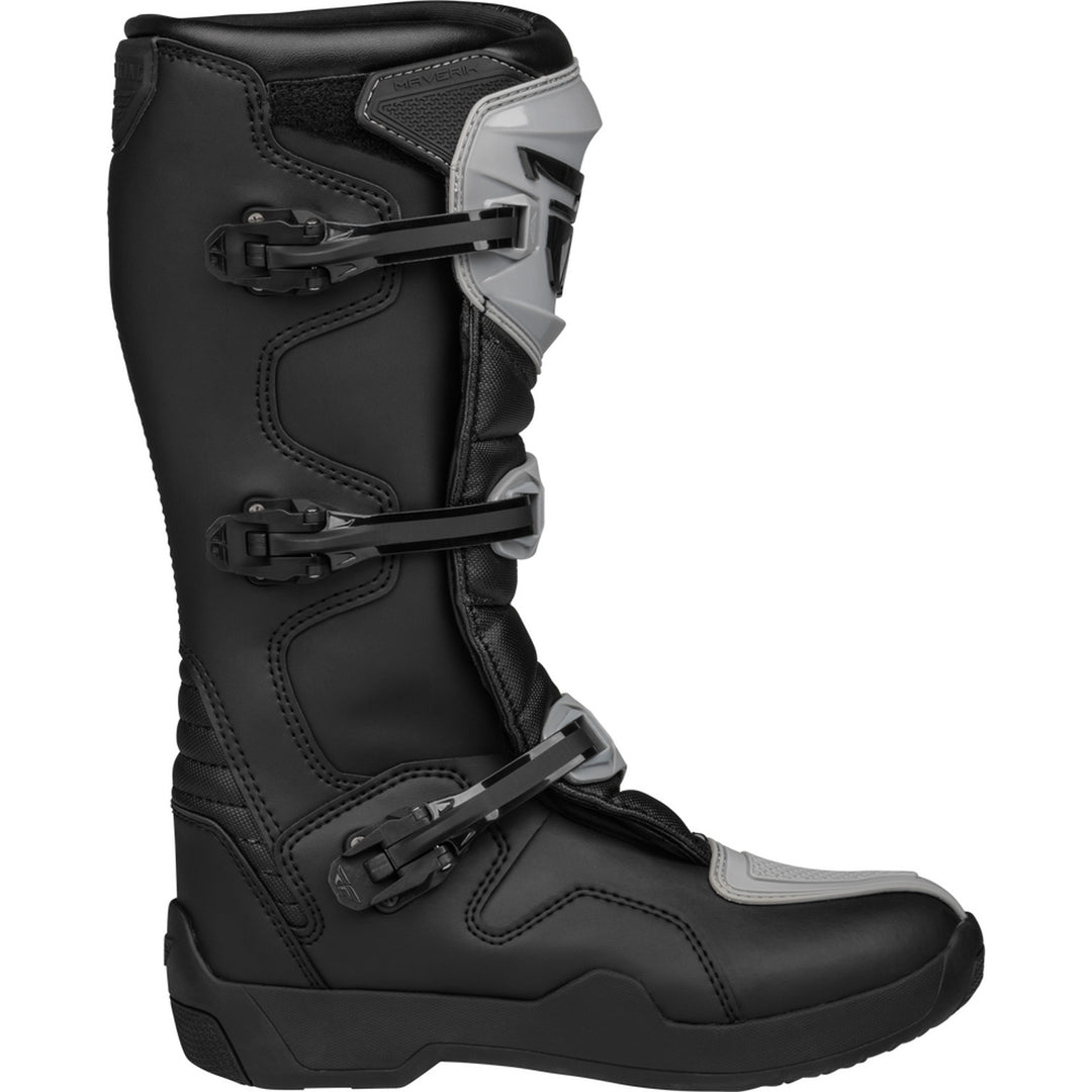 Fly Racing Maverik LT Boots Grey/Black - Outer Side View