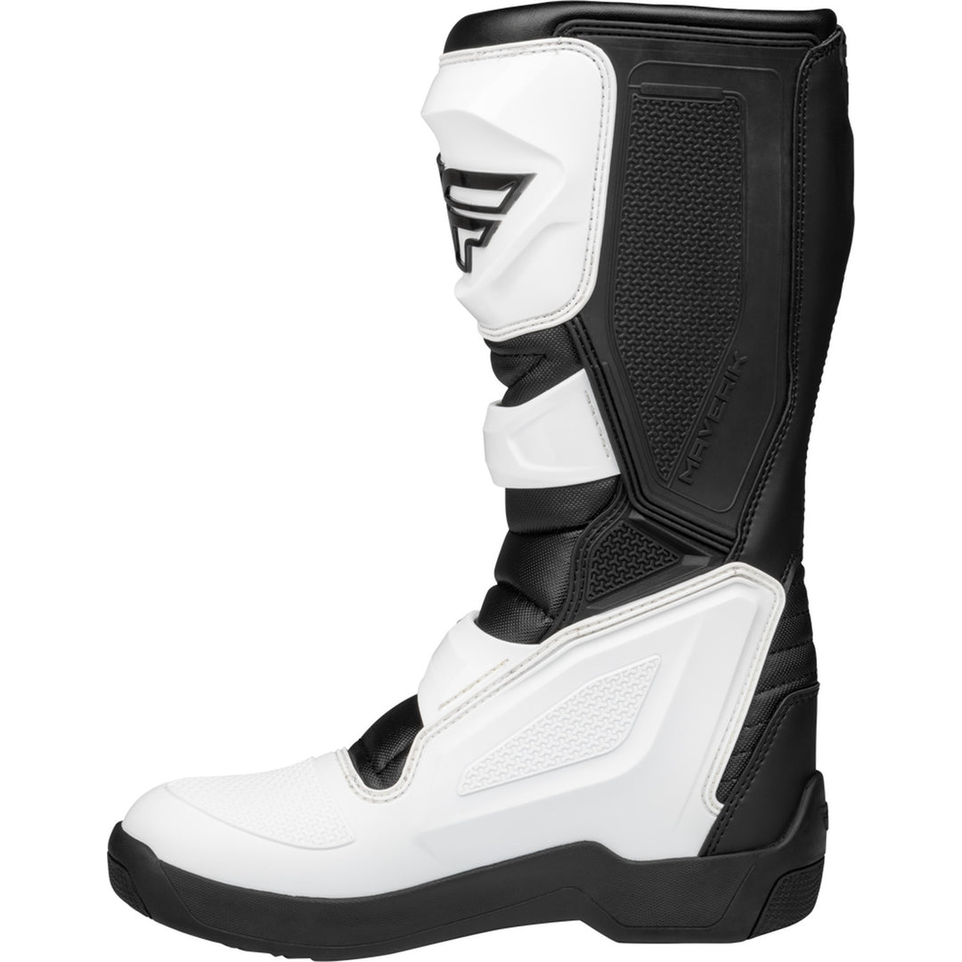 Fly Racing Maverik LT Boots White/Black - Inner Side View