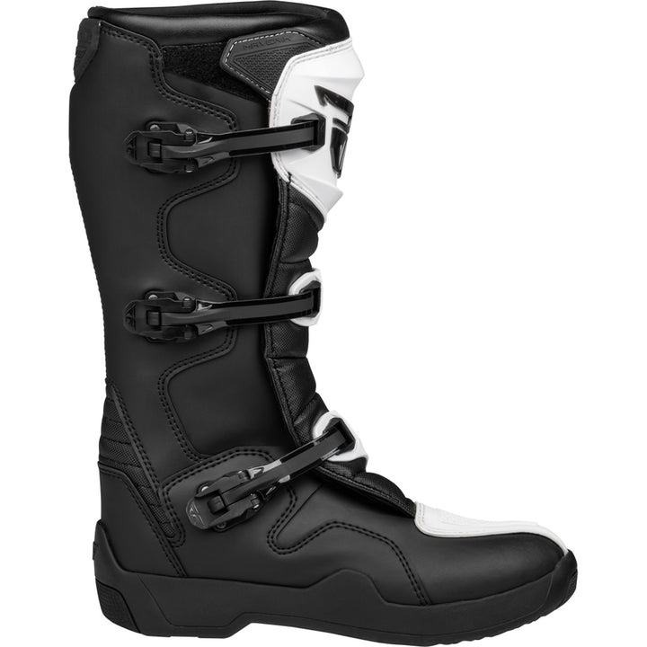 Fly Racing Maverik LT Boots White/Black - Outer Side View