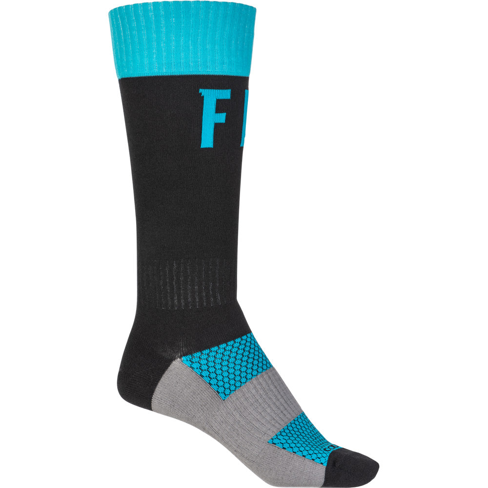 Fly Racing MX Pro Socks Blue/Black - Outer Side View