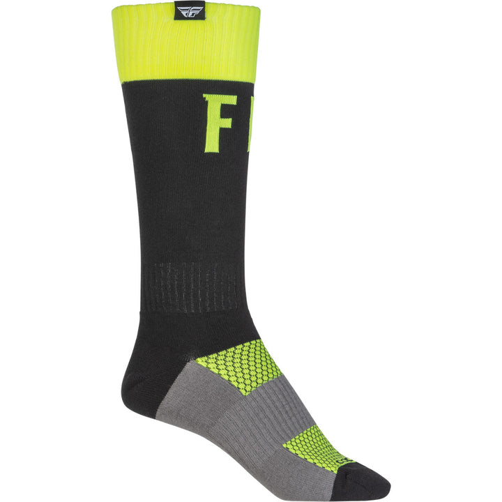 Fly Racing MX Pro Socks Hi-Vis/Black - Outer Side View