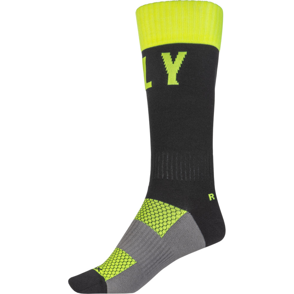 Fly Racing MX Pro Socks Hi-Vis/Black - Inner Side View