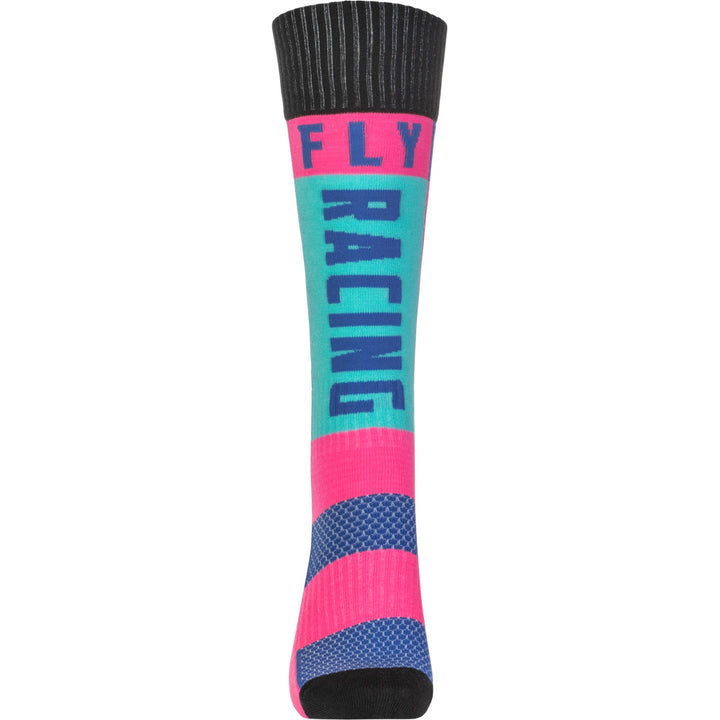 Fly Racing MX Socks - Thick Pink/Blue - Front View