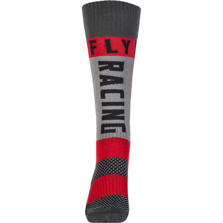 Fly Racing MX Socks - Thick Red/Grey - Front View