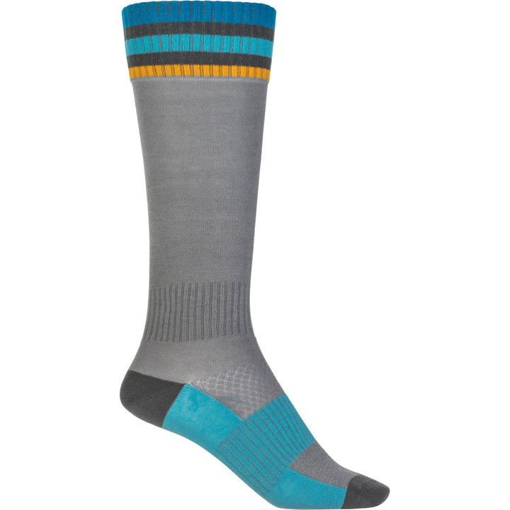 Fly Racing MX Socks - Thin Grey - Outer Side View