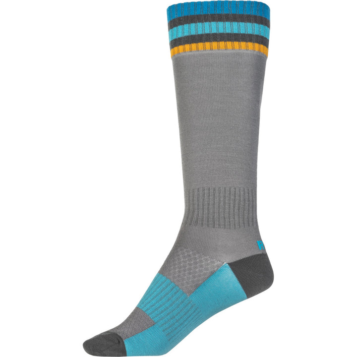 Fly Racing MX Socks - Thin Grey - Inner Side View