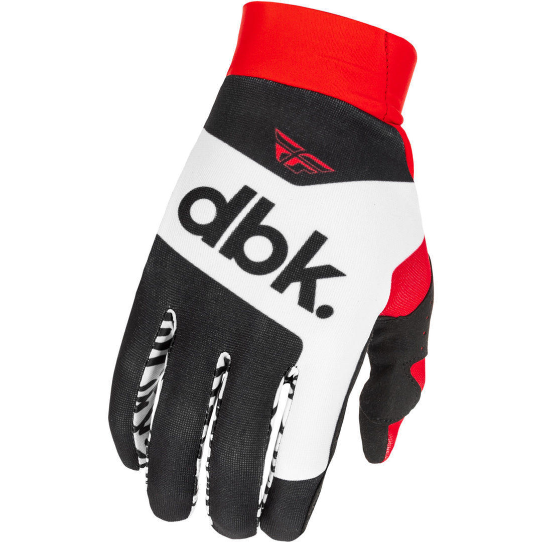 Fly Racing Pro Lite SE dbk. Gloves Black/White/Red - Back of Hand View