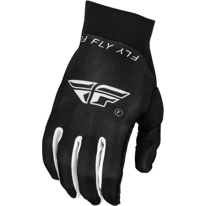 Fly Racing Pro Lite Gloves Black/White - Back of Hand View