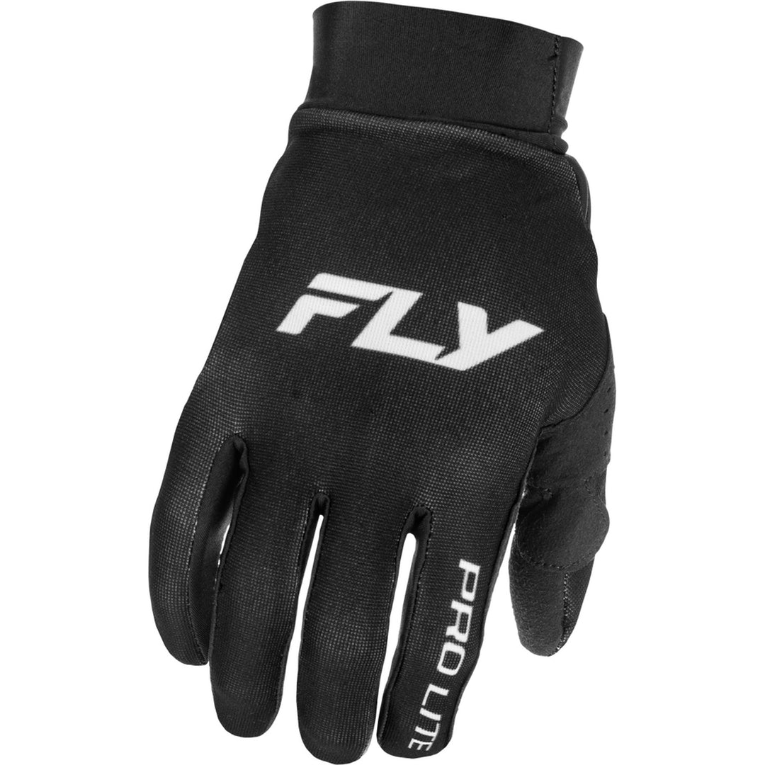 Fly Racing Pro Lite Gloves Black/White - Back of Hand View