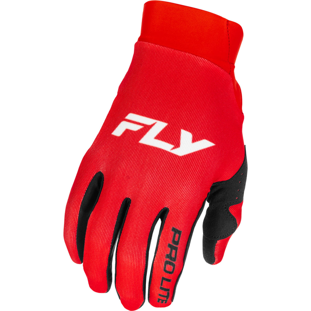 Fly Racing Pro Lite Gloves Red/White - Back of Hand View