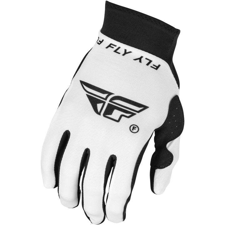 Fly Racing Pro Lite Gloves White/Black - Back of Hand View