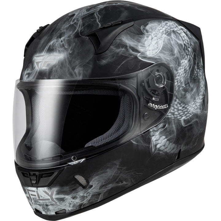 Fly Racing Revolt Coil Helmet Matte Black/White - Front Left Side View