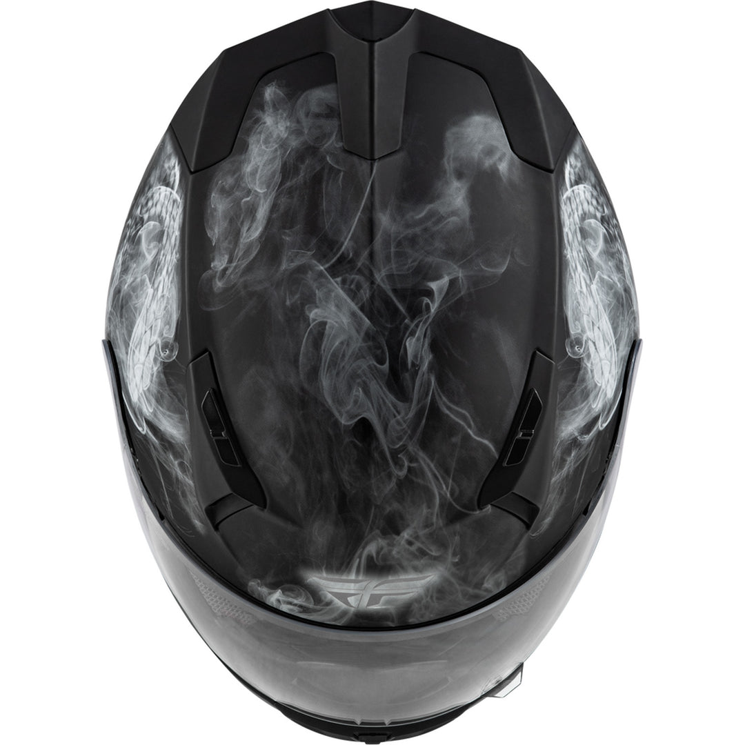 Fly Racing Revolt Coil Helmet Matte Black/White - Top Down View
