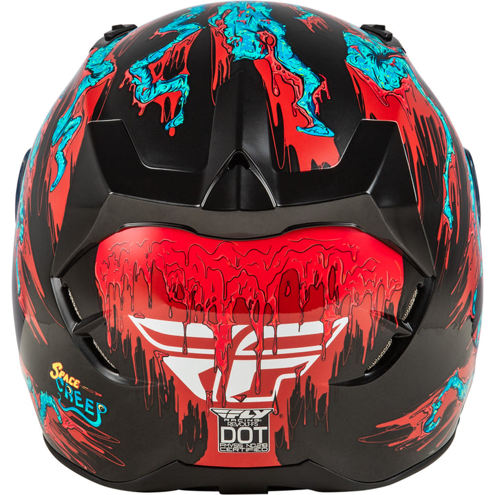 Fly Racing Revolt Space Creep Helmet Light Blue/Black/Red - Rear View