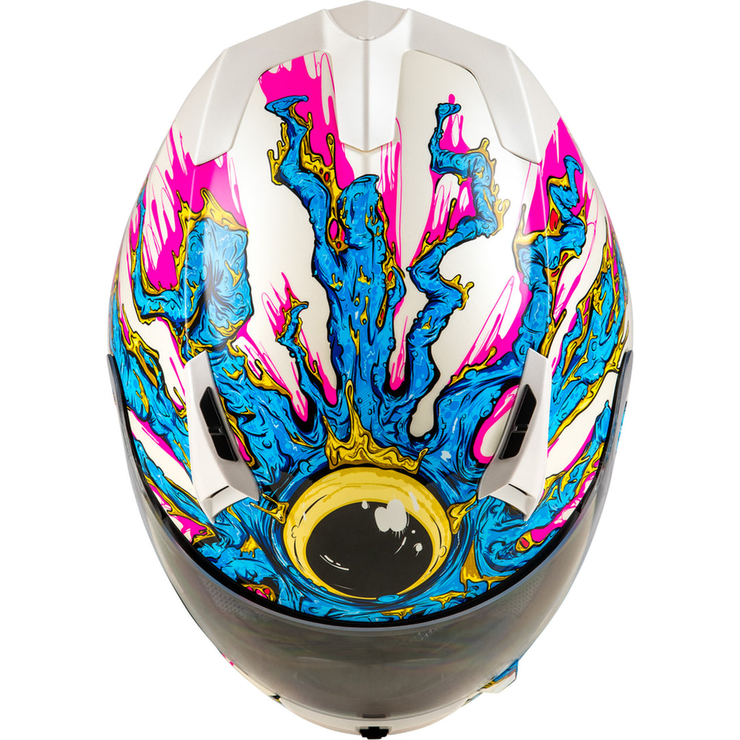 Fly Racing Revolt Space Creep Helmet Light Blue/White/Pink - Top Down View