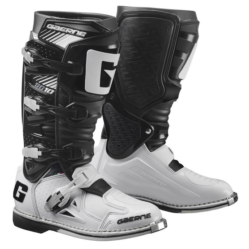 Gaerne SG-10 Boots Black/White - Front Side View of Pair
