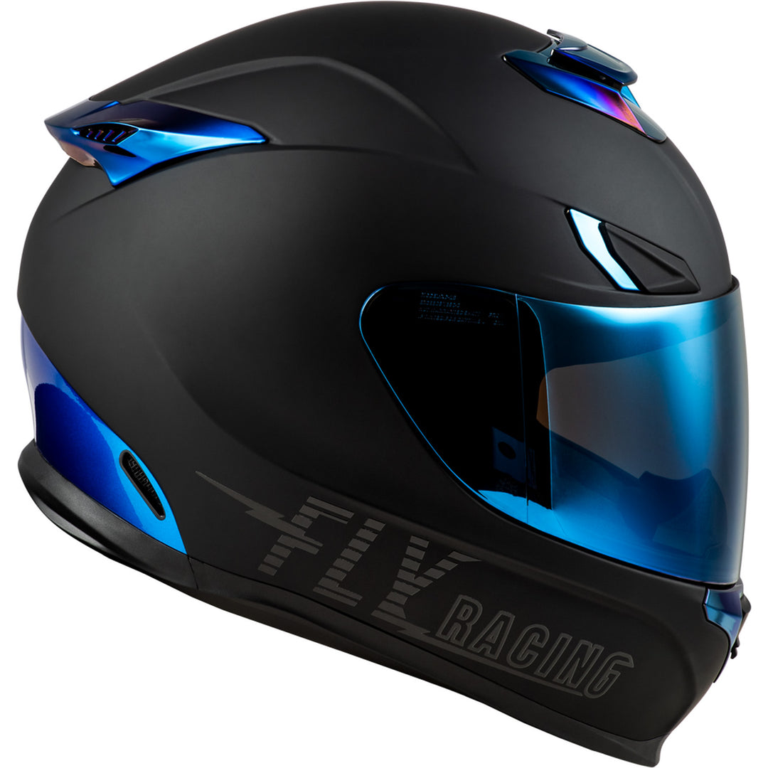 Fly Racing Sentinel Recon Helmet Matte Black/Blue Chrome - Right Side View