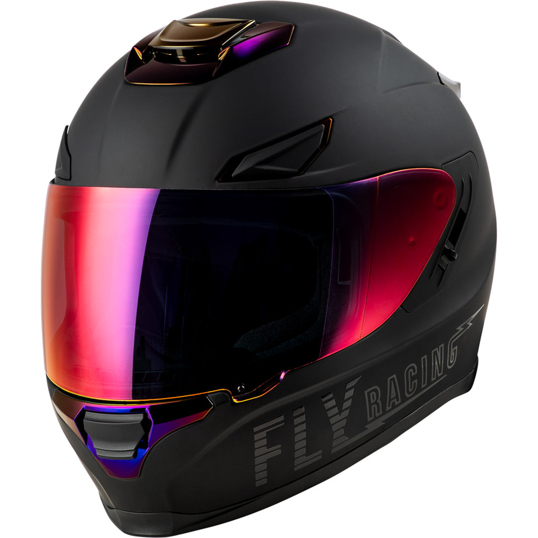 Fly Racing Sentinel Recon Helmet Matte Black/Purple Chrome - Front Left Side View