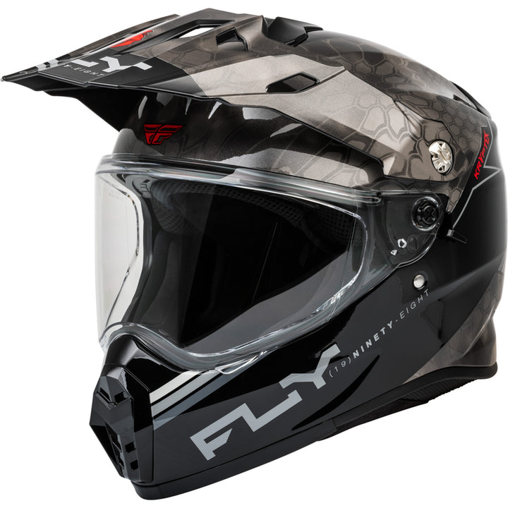 Fly Racing Trekker Kryptek Conceal Helmet Black/Grey/White - Front Left Side View