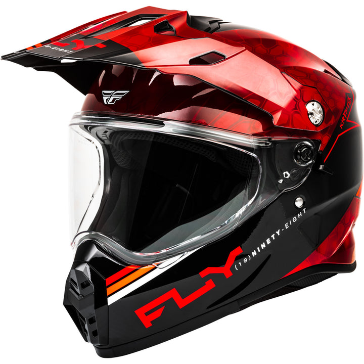 Fly Racing Trekker Kryptek Conceal Helmet Red/Black - Front Left Side View