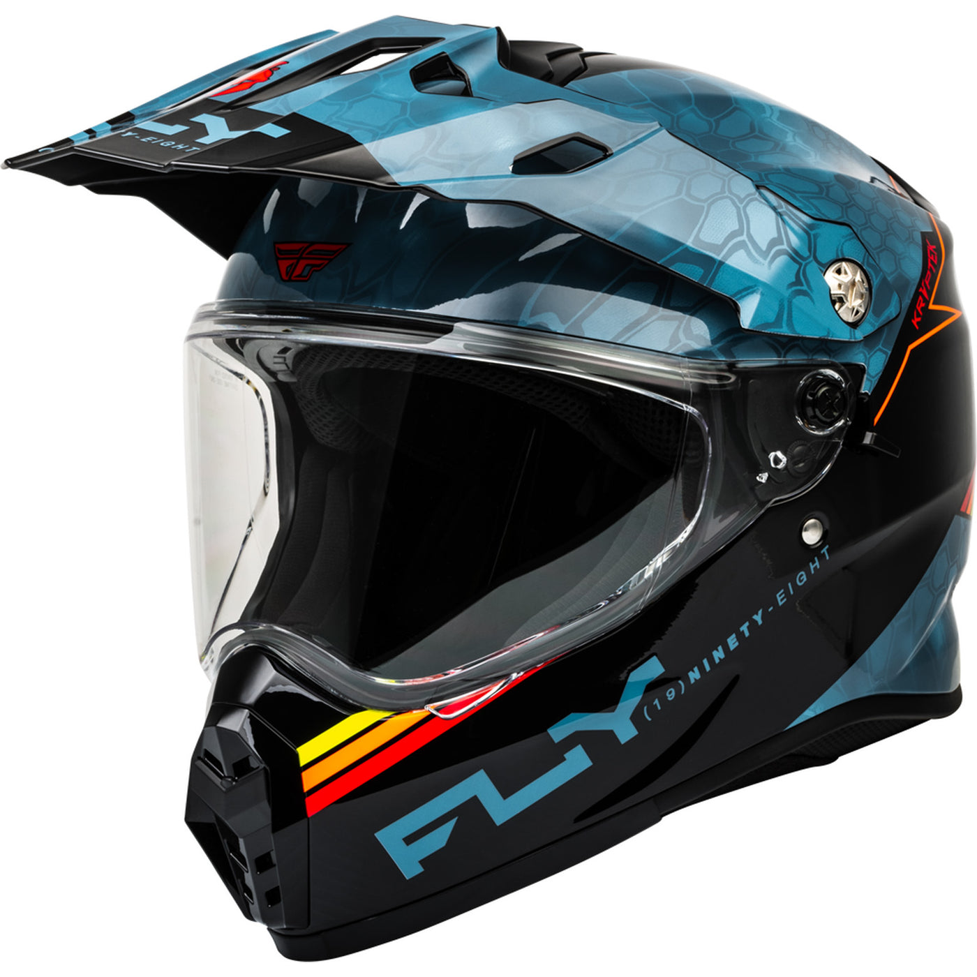 Fly Racing Trekker Kryptek Conceal Helmet Slate/Black/Red - Front Left Side View