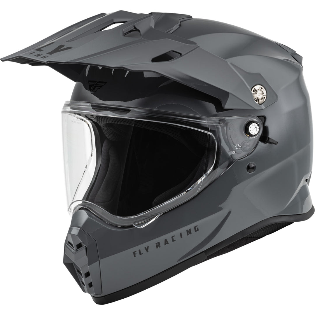 Fly Racing Trekker Solid Helmet Grey - Front Left Side View