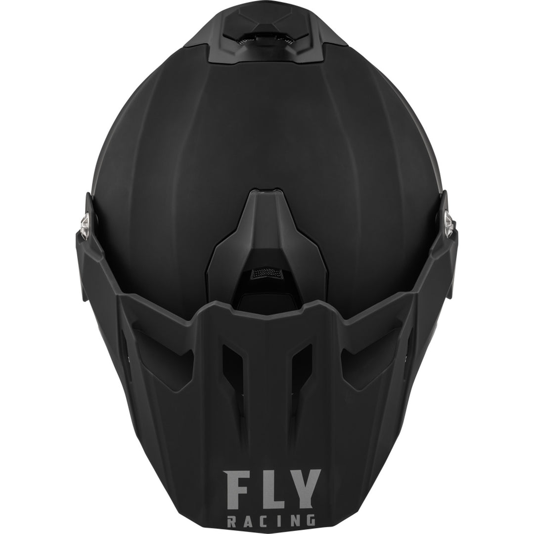 Fly Racing Trekker Solid Helmet Matte Black - Top Down View