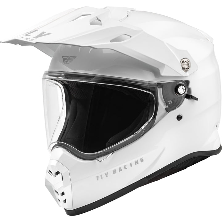 Fly Racing Trekker Solid Helmet White - Front Left Side View