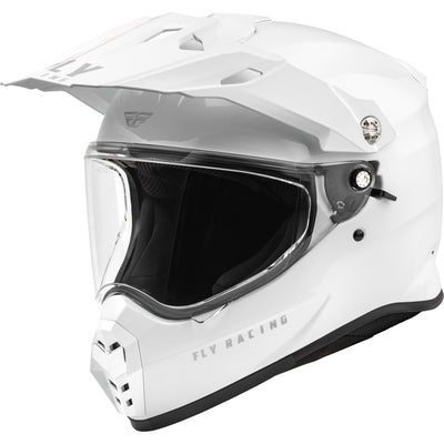 Fly Racing Trekker Solid Helmet White - Front Left Side View