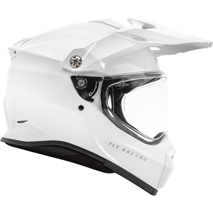 Fly Racing Trekker Solid Helmet White - Right Side View