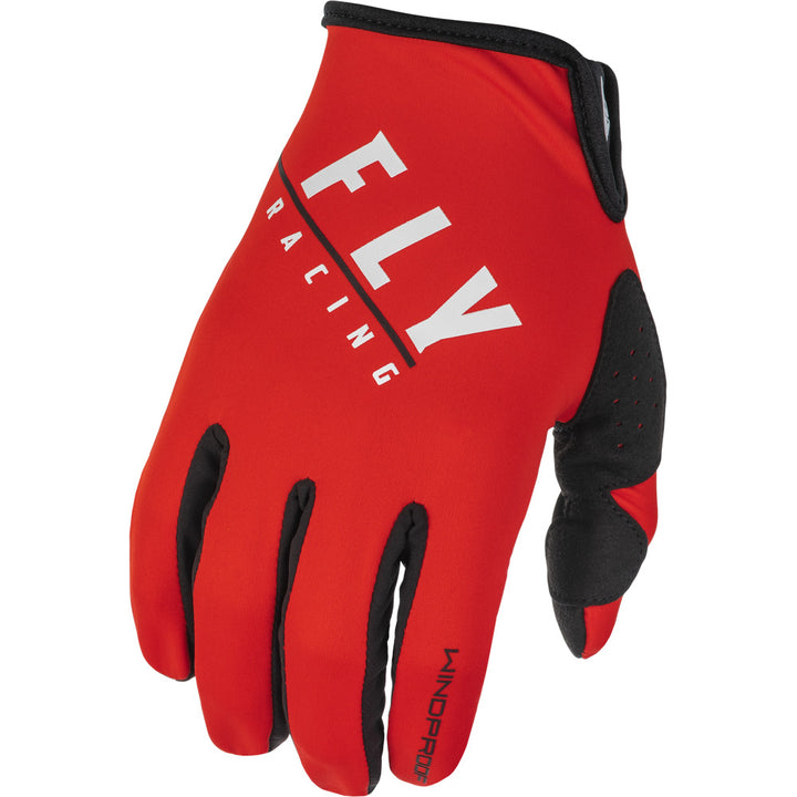 Fly Racing Windproof Gloves Black/Red - Back of Hand View