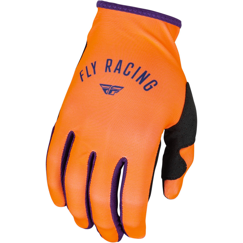 Fly Racing Women's Pro Lite Gloves Neon Coral/Deep Purple - Back of Hand View