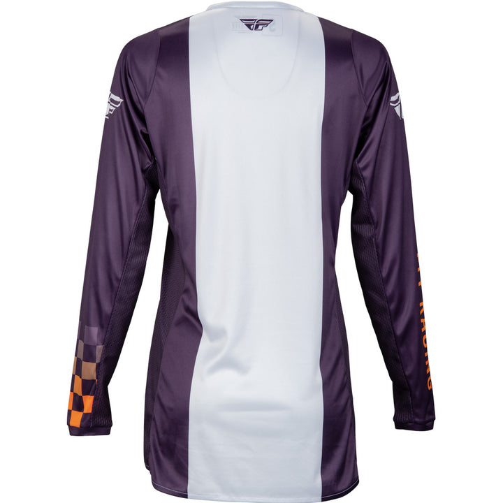 Fly Racing Women's Lite Jersey Deep Purple/White/Neon Coral - Rear View