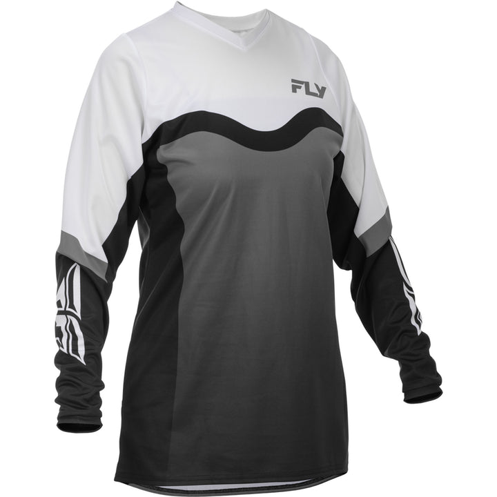 Fly Racing Women's F-16 Jersey Grey/Black/White - Front View